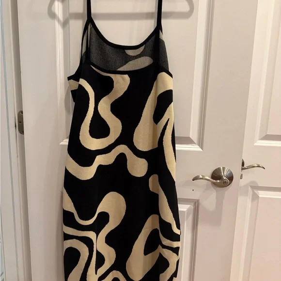 LAST CHANCE Cider Black and Cream Slip Midi Dress for Cocktail - Picture 3 of 5